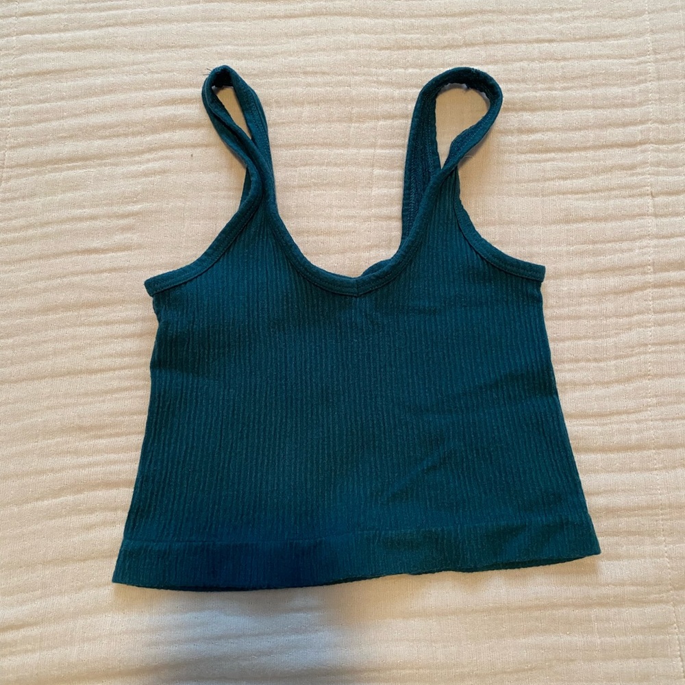 Women's Teal Ribbed Tank Top